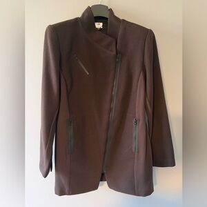 Cabi Women's Spring Chocolate Brown Asymmetrical Zip Jacket. Sz M. Lined. Soft.
